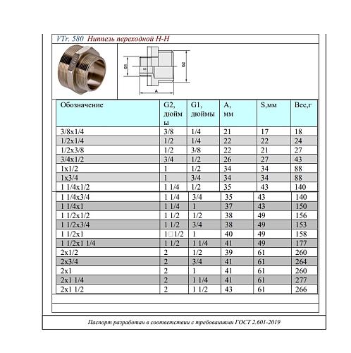 Valtec 2" х 1" Ниппель переходной резьбовой