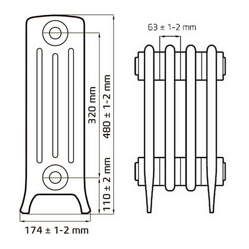 RETROstyle Derby M4 4/320 6 секции чугунный радиатор