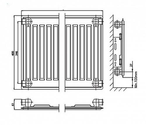 Kermi FTV 10 400x400 панельный радиатор с нижним подключением