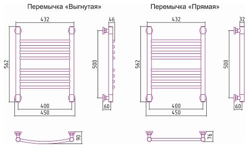 Сунержа Богема 500x400 Водяной полотенцесушитель 