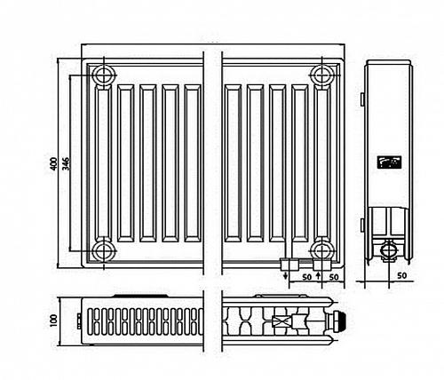 Kermi FTV 22 400x1000 панельный радиатор с нижним подключением