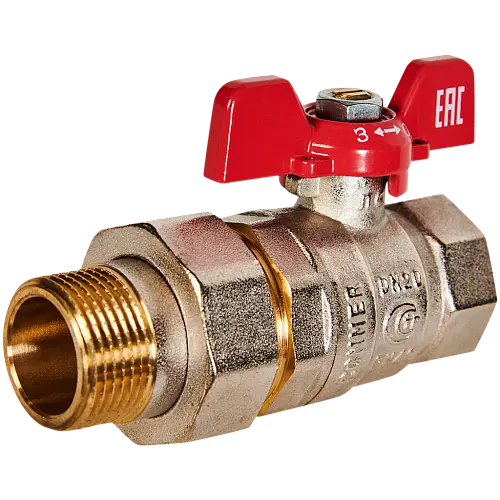 ROMMER Кран шаровой с американкой, ВР/НР, ручка бабочка 3/4"