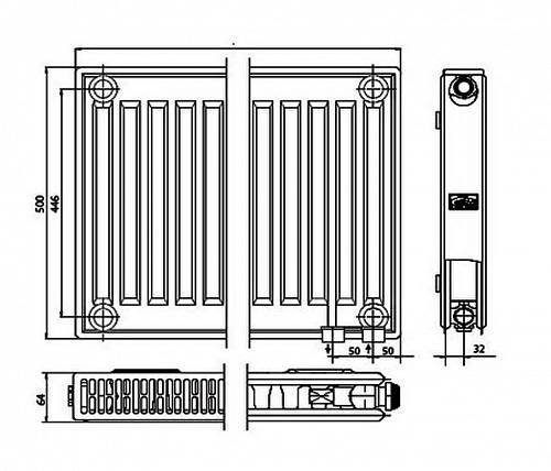 Kermi FTV 12 500x1200 панельный радиатор с нижним подключением