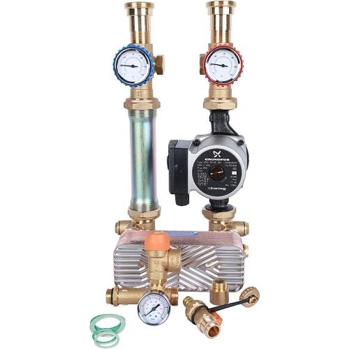 Stout Насосная группа с теплообменником 34 пластин,с насосом Grundfos UPSO 25-65 в теплоизоляции