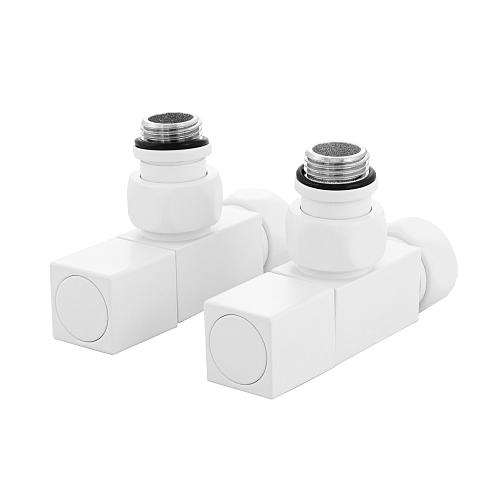 Energy Кран-Вентиль угловой ручка квадрат, 3/4" х 1/2" г/ш белый матовый, пара