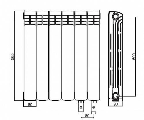 Rifar Alum Ventil 500 - 16 секции алюминиевый радиатор с нижним правым подключением