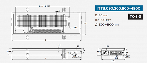 Itermic ITTB 090-2500-300 внутрипольный конвектор