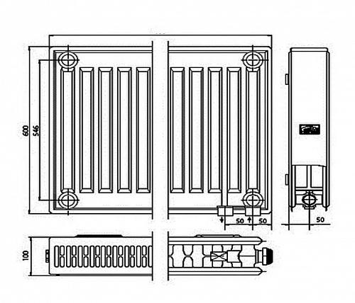 Kermi FTV 22 600x1200 панельный радиатор с нижним подключением