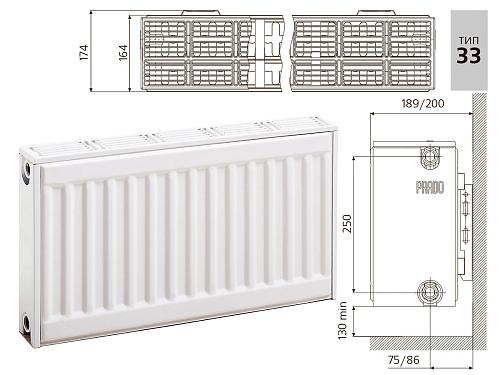 Prado Classic C33 300х1400 панельный радиатор с боковым подключением