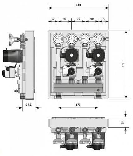 Meibes Насосно-смесительный модуль Kombimix 2 MK_UPM3 Hybrid 15-70
