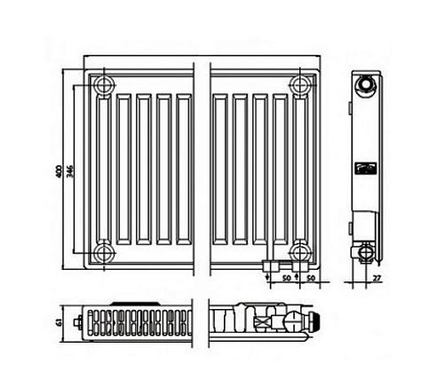 Kermi FTV 11 400x500 панельный радиатор с нижним подключением