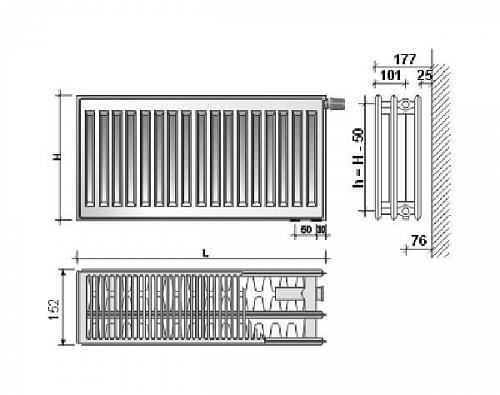 Purmo Compact С33 400x2300 стальной панельный радиатор с боковым подключением