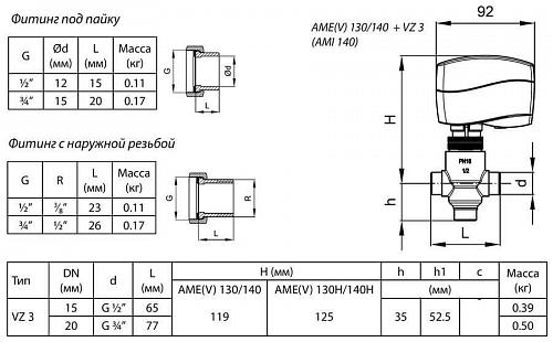 Danfoss VZ 3 DN15 (065Z5411) Клапан регулирующий трехходовой Kvs-0,4 м3/ч