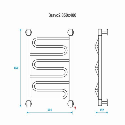 Energy Bravo2 850x500 Электрический  полотенцесушитель 