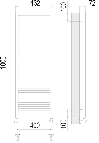 Terminus Аврора П20 400х1000 Водяной полотенцесушитель 