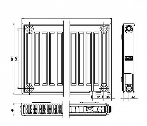 Kermi FTV 12 400x400 панельный радиатор с нижним подключением