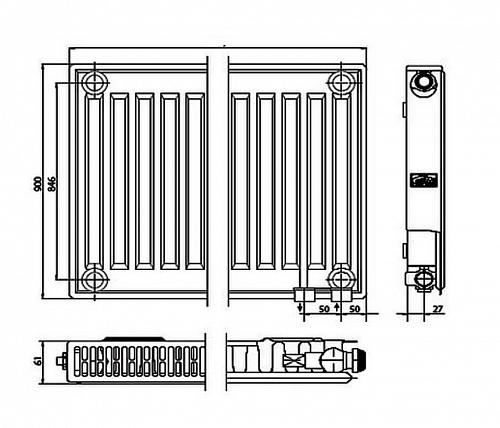Kermi FTV 11 900x900 панельный радиатор с нижним подключением