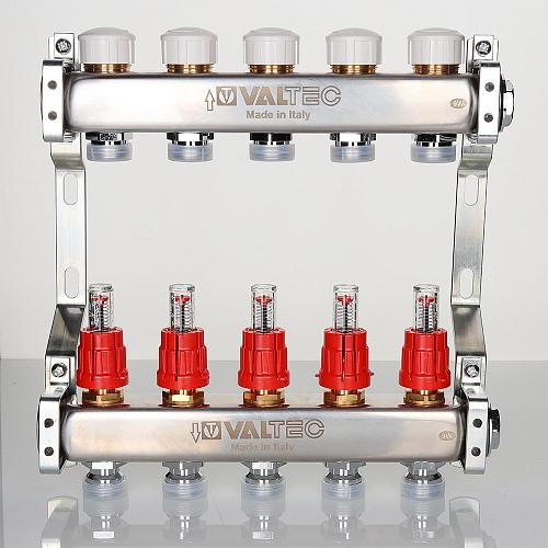 Valtec 1", 3 x 3/4", евроконус Коллекторный блок с регулирующими клапанами и расходомерами